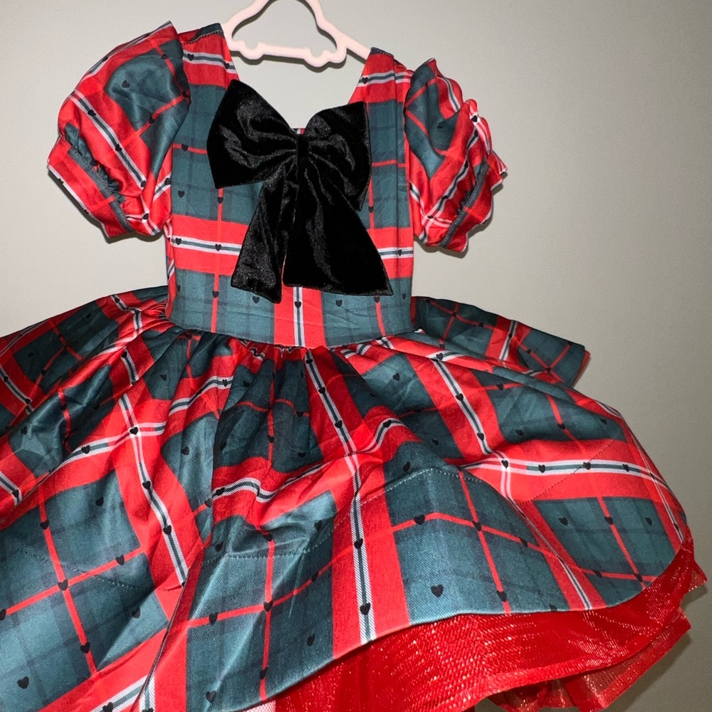 Red and Green Dance Costume with Geometric Pattern
